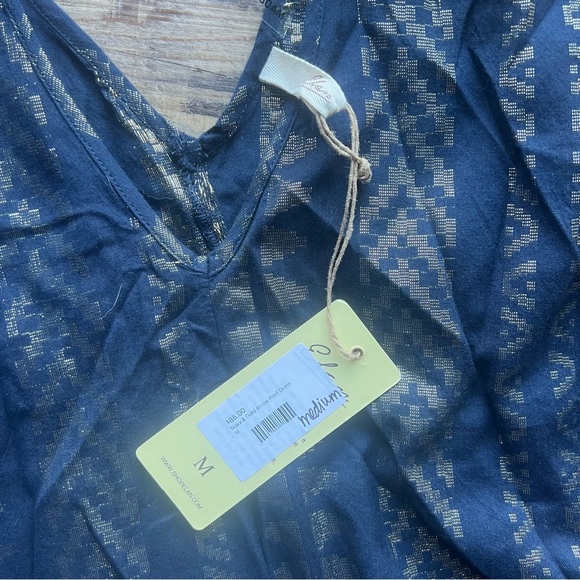 Elan Women’s Navy Metallic Gold Arrow Print Balloon Bottom Maxi Dress Size Md - Picture 4 of 8